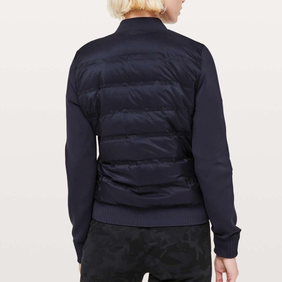 LULULEMON Women's 2 Down & Around Bomber Reversible Jacket Navy 800 Fill Down - Picture 2 of 15
